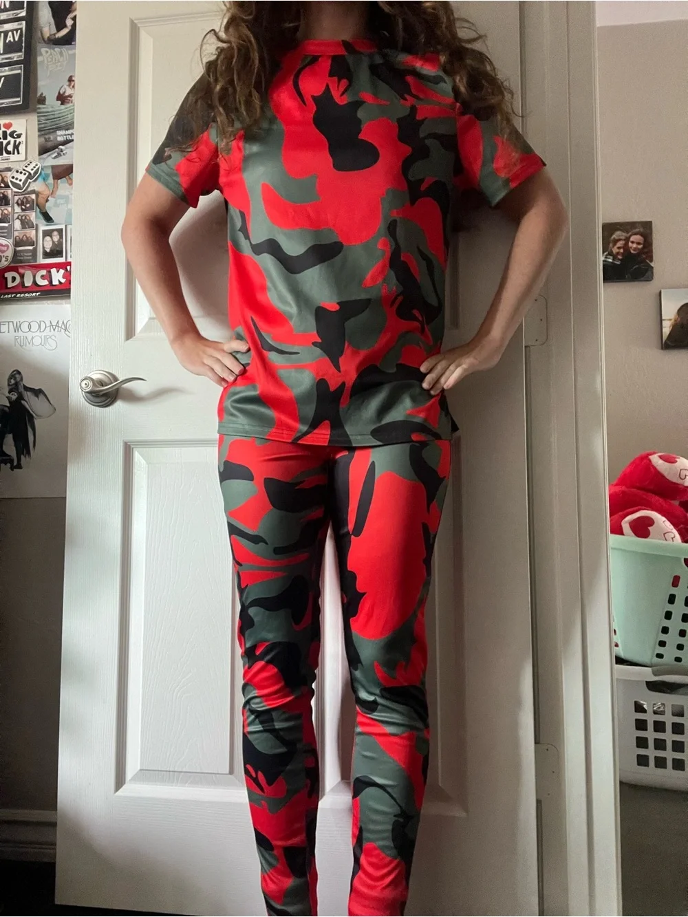 NWOT Red & Green Camo Matching Set